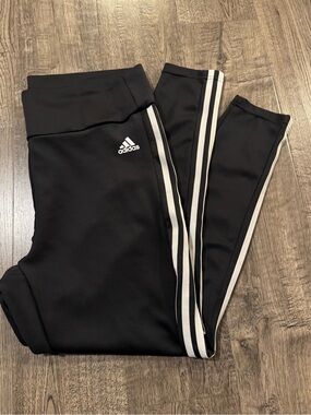 adidas Aeroready Women's XL Black/White 3-Stripes Ankle Leggings